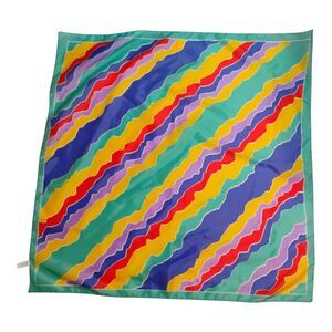Vintage Nylon Square Scarf 27x28 Water Repellent Vibrant Abstract Made in Taiwan